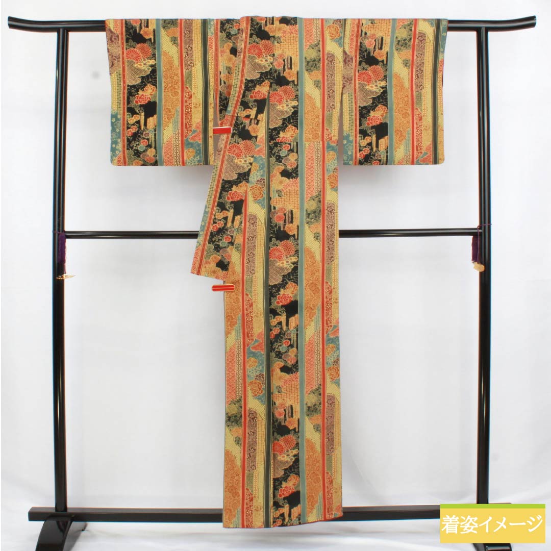 Komon (small pattern) pure silk, A-rank, length 155cm, sleeve length 62cm, lined, vertical stripes, classic gradient pattern, product number 1115006603399
