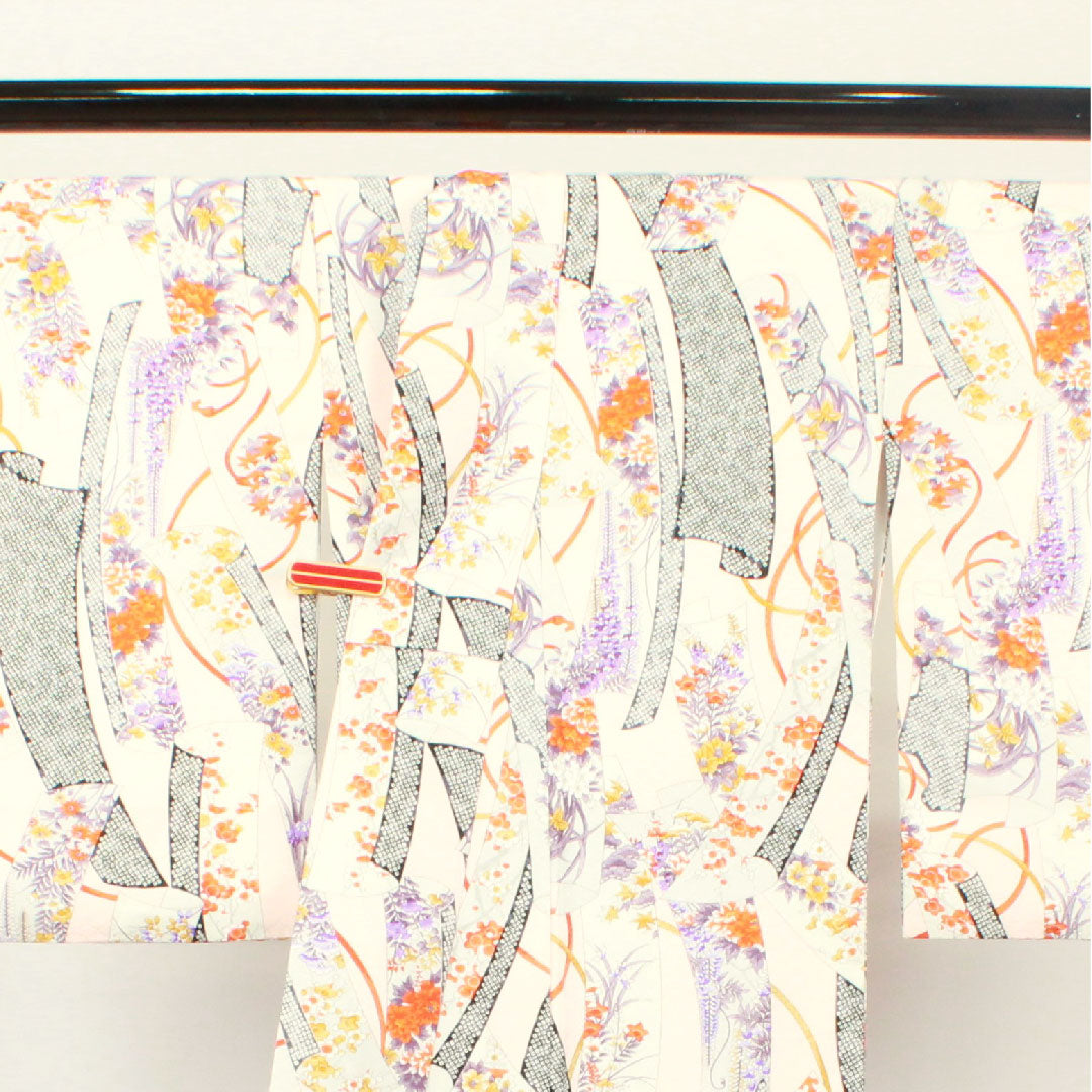 Small pattern, length 170cm, sleeve length 65cm, lined, cherry blossom color, washable kimono, floral pattern, poly, S rank, pink 1115002622613