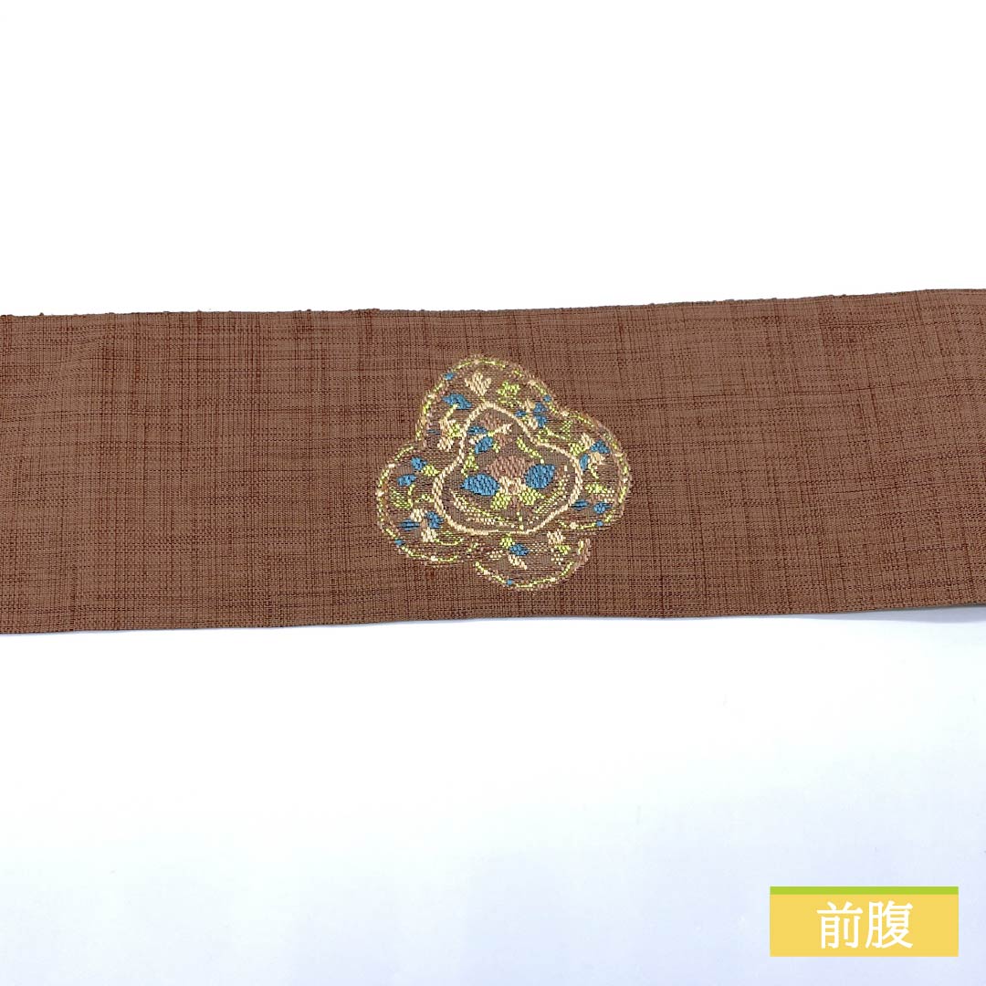 名古屋帯 丹柄茶色（たんがらちゃいろ） 唐織 更紗模様 帯丈350cm 正絹 Sランク ポイント柄 カジュアル 茶系 1124006912314 名古屋仕立て