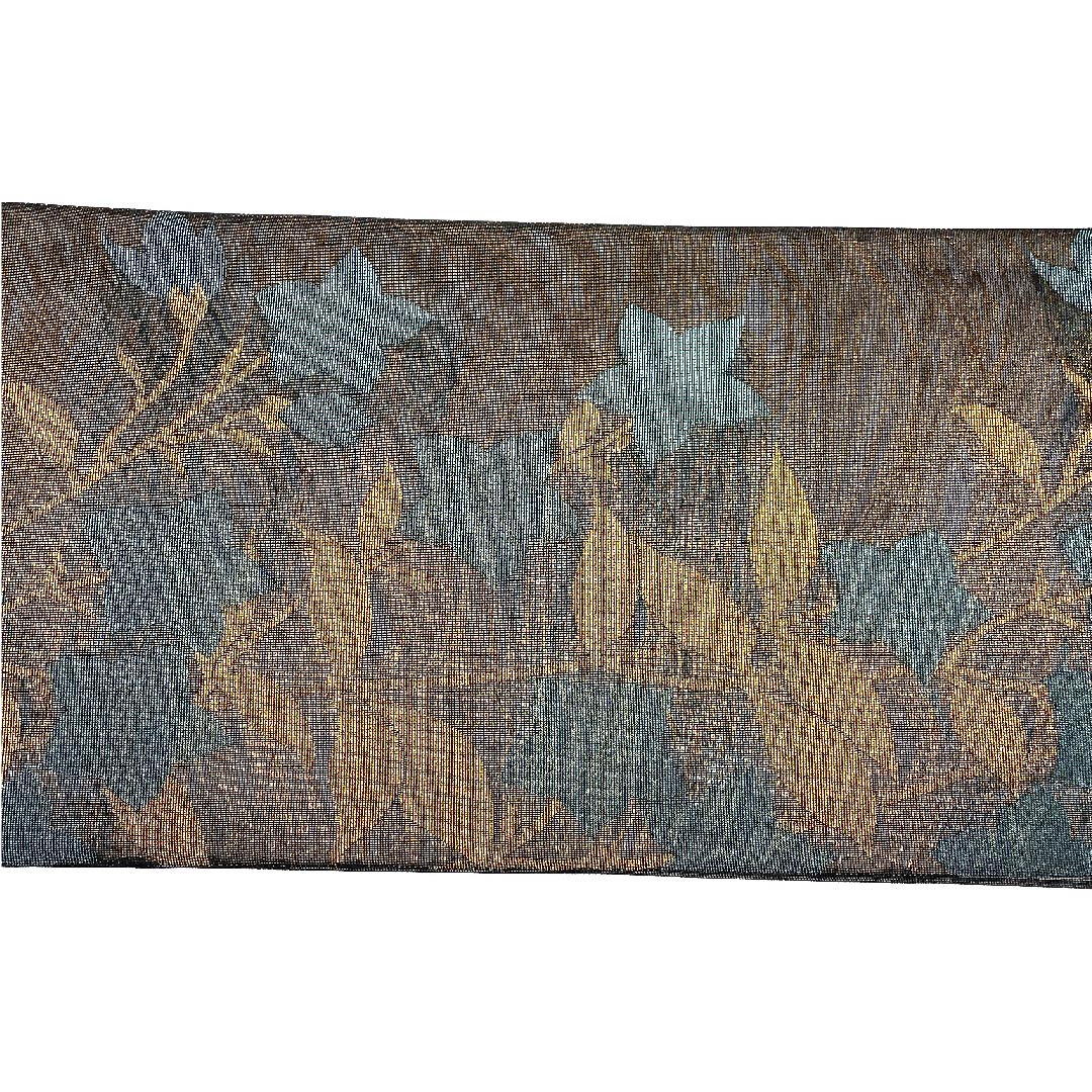 袋帯 黒鼠色（くろねずいろ） 夏帯 花模様 帯丈422cm 正絹 Aランク 全通 フォーマル 黒系 1123007323310
