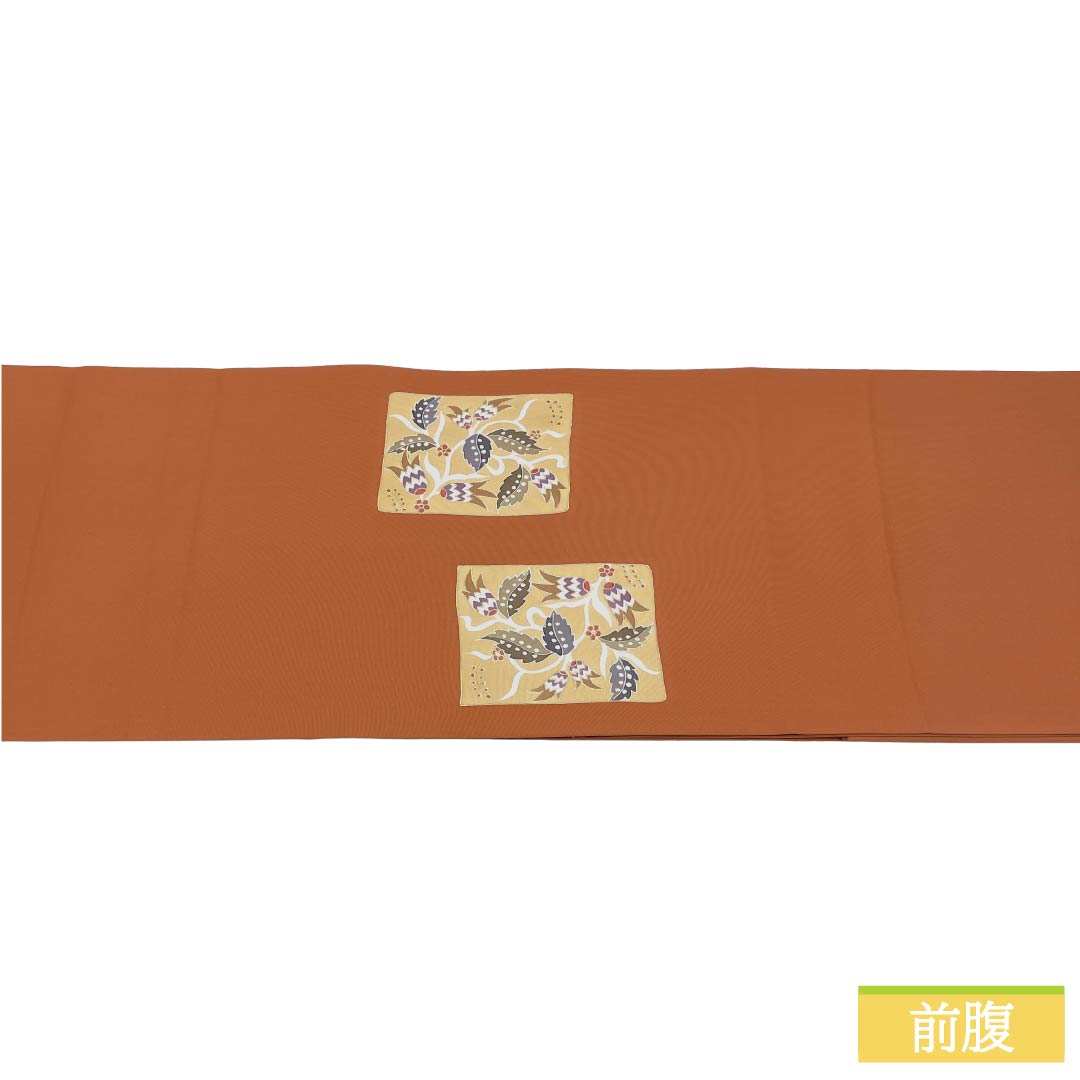 Nagoya obi, genuine silk, Rank A, open-ended, caba color, dyed obi, Shioze, sarasa, obi length 376cm, partial pattern, semi-formal, orange family, 1124012023326