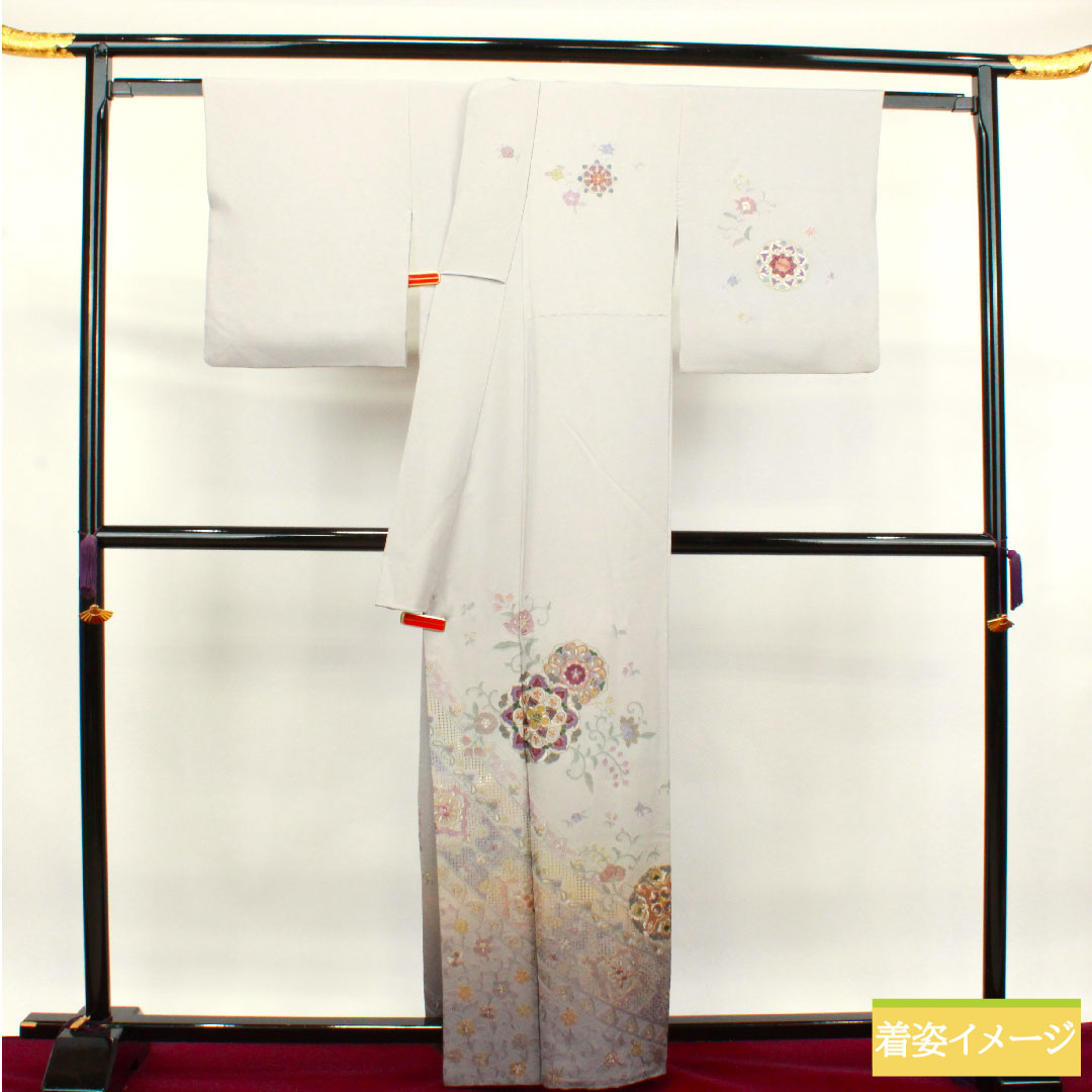 Homongi Pure silk Sleeve length 161.5cm Sleeve length 65cm Silver gray Suzhou embroidery Shantou embroidery Artist's work S rank Gray 1112003342422