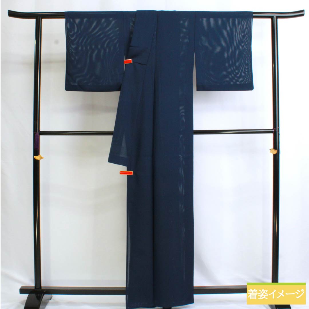 Summer kimono, polyester, plain color, S rank, length 162cm, sleeve length 63.5cm, navy blue, washable, silk pongee, navy blue, product number 1132003182418