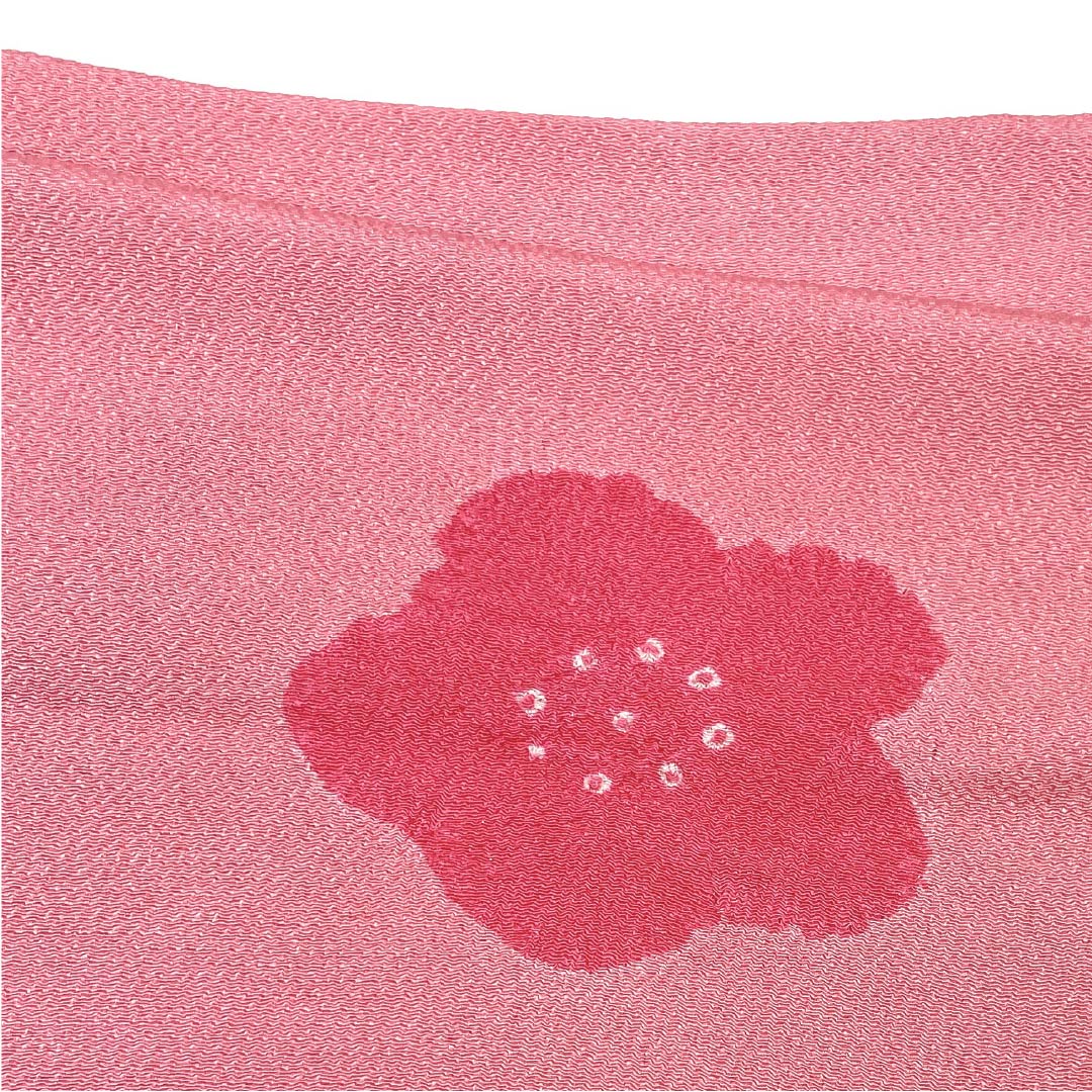 Obiage Chirimen Casual Medium crimson color (Nakano Kurenaiiro) Shibori Plum Flower pattern Length approx. 164cm Width approx. 27cm S rank Pink 1136000322913