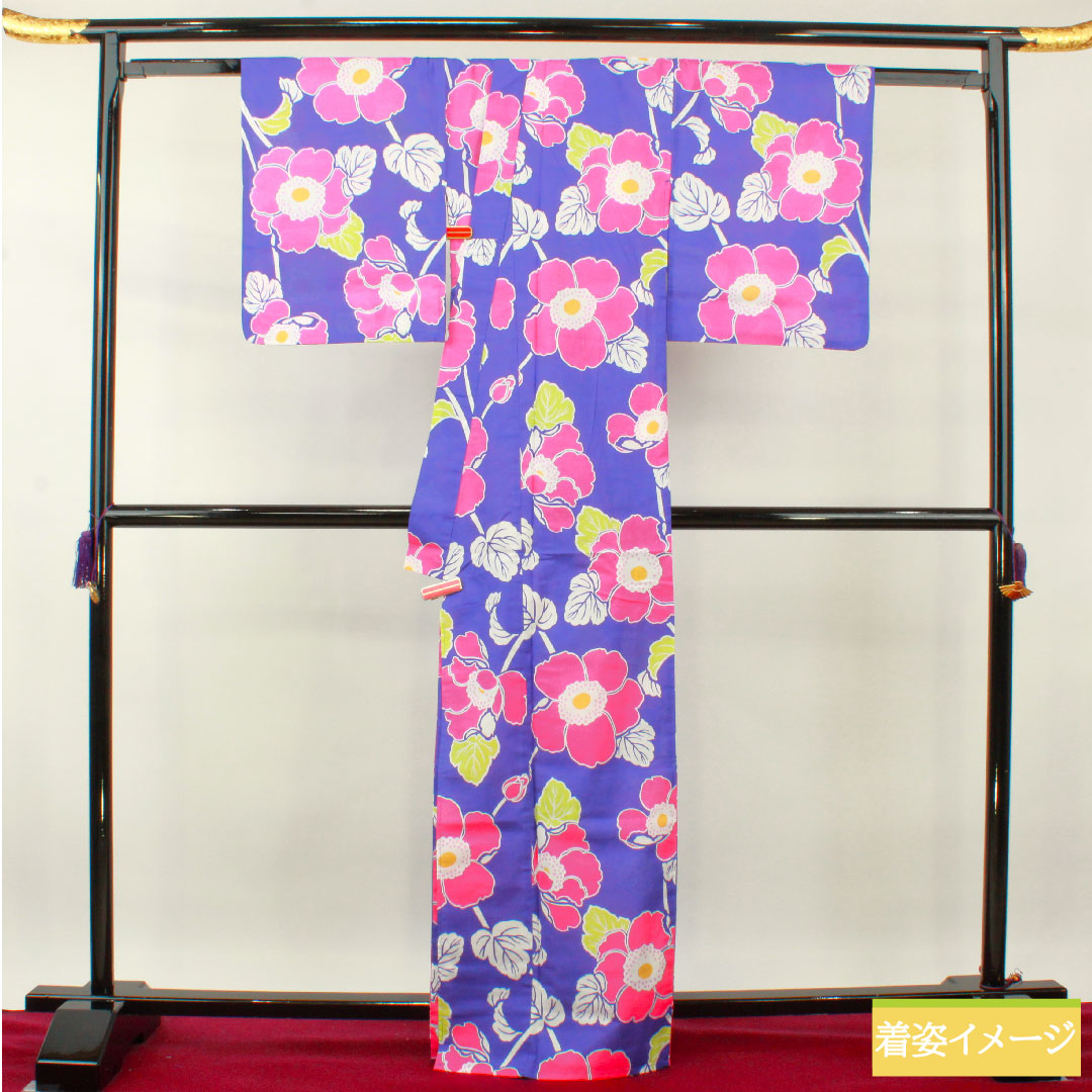 浴衣 木綿 身丈165.5cm 裄丈66cm Sランク 単衣 紫系 杜若色（かきつばたいろ） 1118005162520