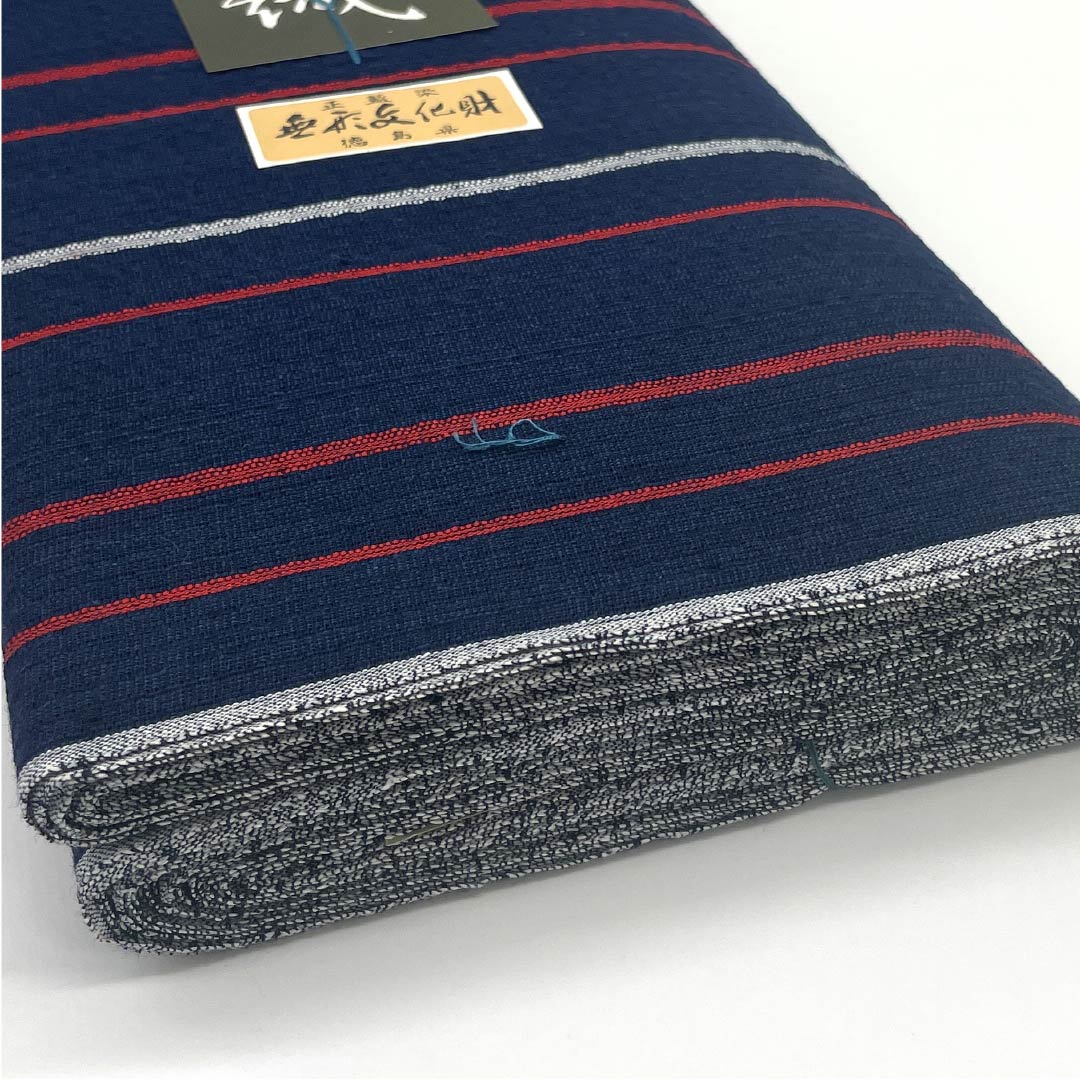 Yukata cloth, cotton, Awa Shijira, Important Intangible Cultural Property, genuine indigo dye, dark blue (noukon-iro), S rank, navy blue, 1130000582918