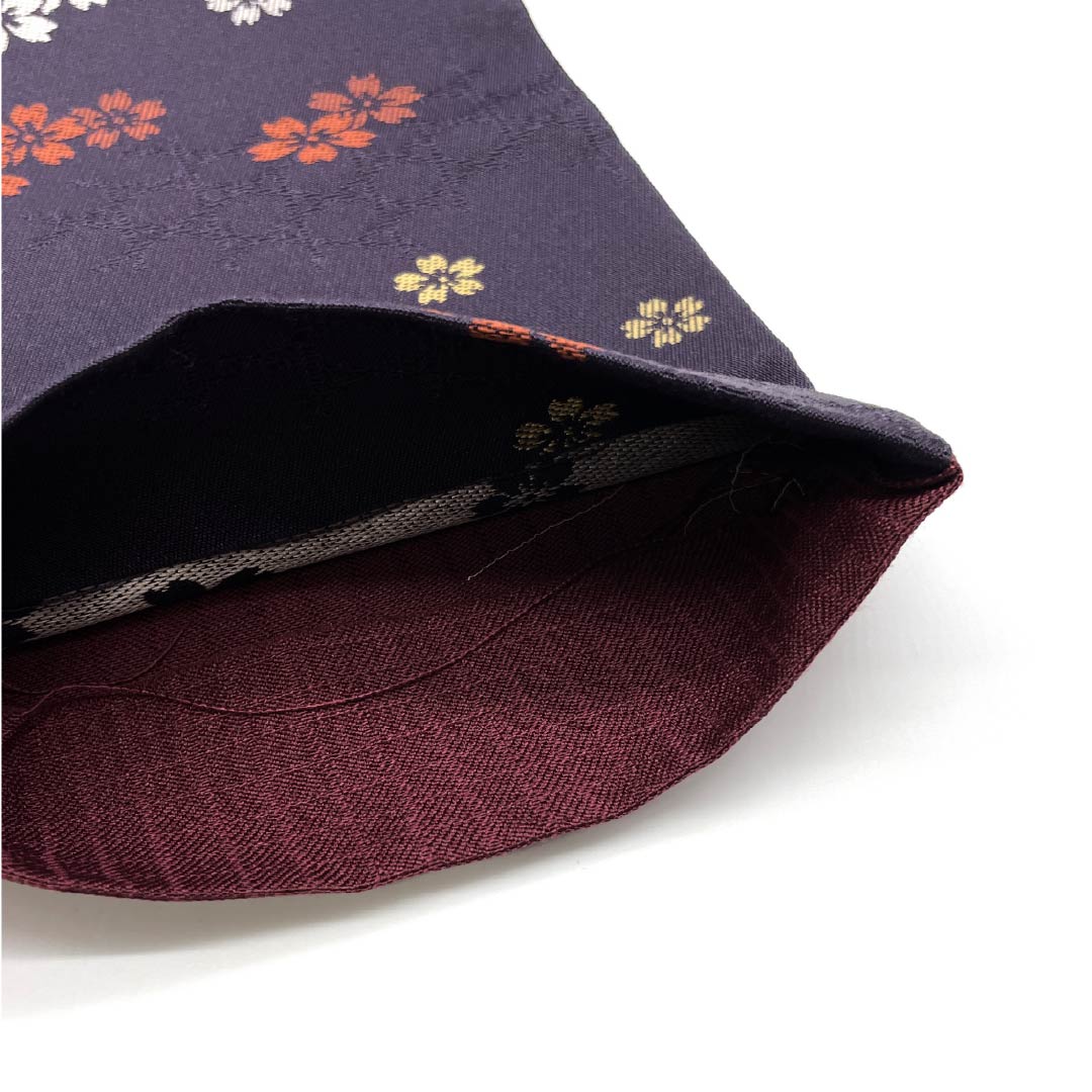 【未仕立】半幅帯 ポリエステル Sランク 深紫色（ふかきむらさきいろ） 桜     帯丈388cm 紫系 1125002132320