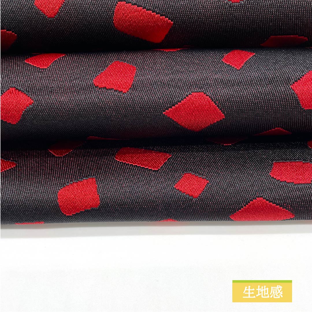 Half-width obi, polyester, crimson red, geometric pattern, confetti pattern, classic pattern, reversible, obi length 350cm, red, S rank, 1125000952312