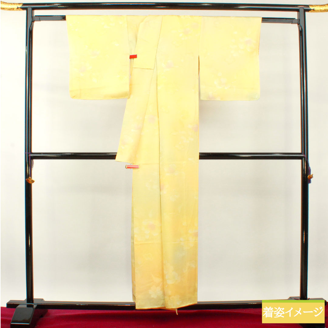 小紋 正絹 身丈153.5cm 裄丈63cm 袷 ぼかし染 花模様 Sランク グラデーション系 1115004032299