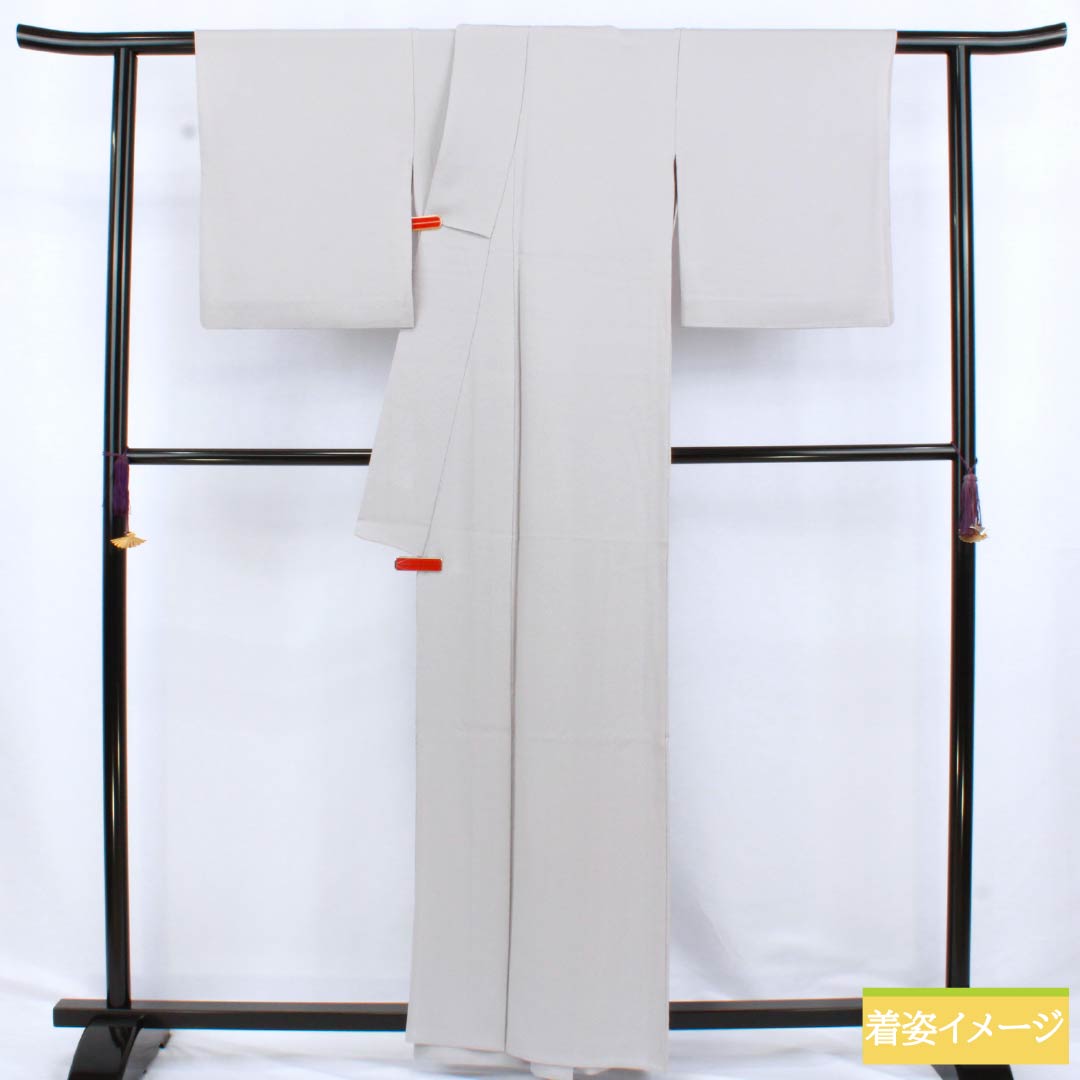 Solid-colored silk kimono, A-rank, length 159cm, sleeve length 62cm, light ink color (usuzumiiro), single crest, wisteria pattern, plain, gray, single layer, product number 1114002313322