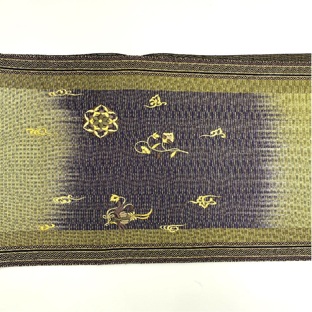 Embroidered Fukuro Obi with Flower and Bird Pattern, Length 440cm, Pure Silk, S Rank, Point Pattern, Semi-Formal, Green, 1123004652319