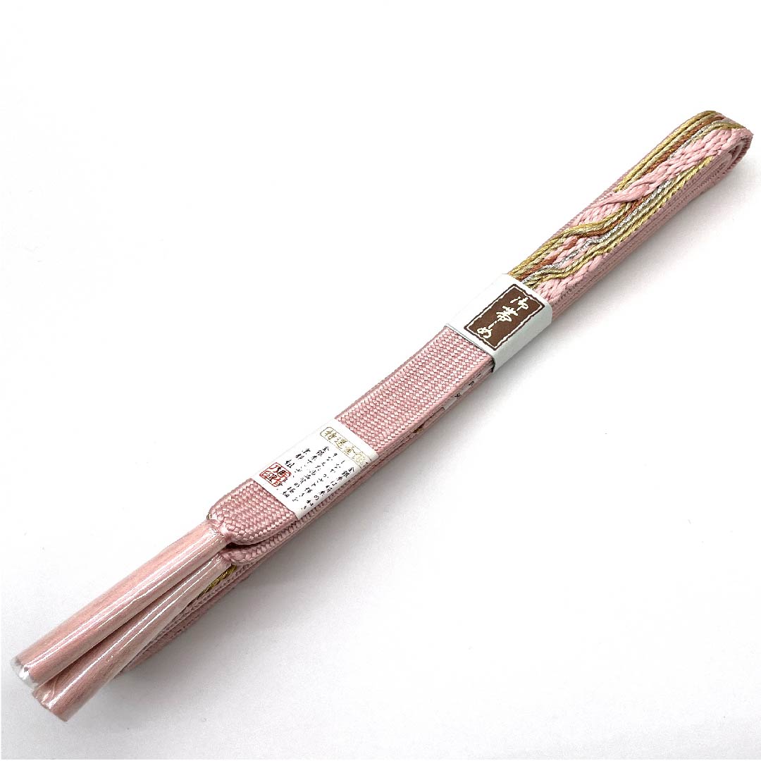 （新古品） 帯締め 正絹 四分紐 浅紅色（あさべにいろ） 特選金銀糸 金属糸使用 新古品 長さ約168cm 幅約1.5cm セミフォーマル Sランク ピンク系 1135001172913