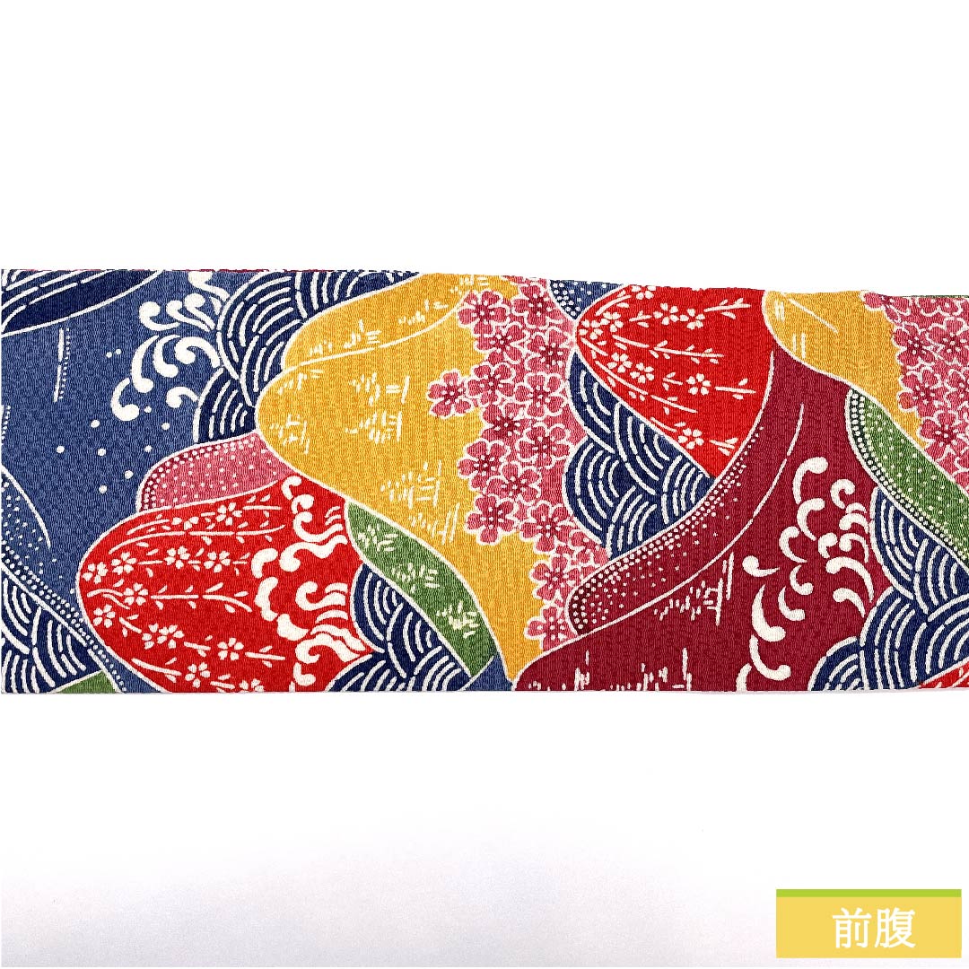 名古屋帯 紺瑠璃色 京紅型 遠山柄 桜 帯丈351cm 正絹 Sランク ポイント柄 カジュアル 青系 1124005472317  名古屋仕立て