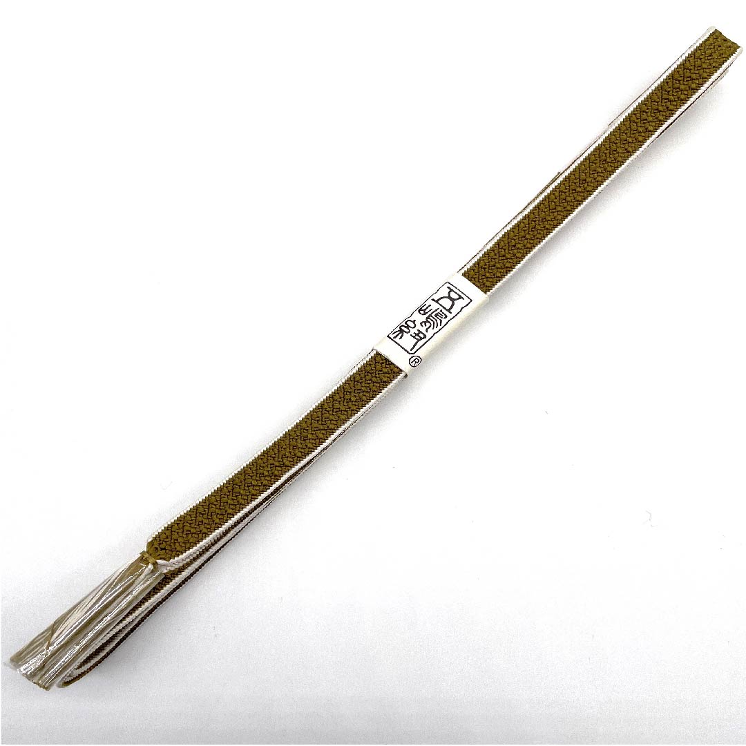 （新古品） 帯締め 正絹 三分紐 路考茶色（ろこうちゃいろ） 五嶋紐 新古品 長さ約135cm 幅約0.9cm カジュアル Sランク 黄系 1135000742323