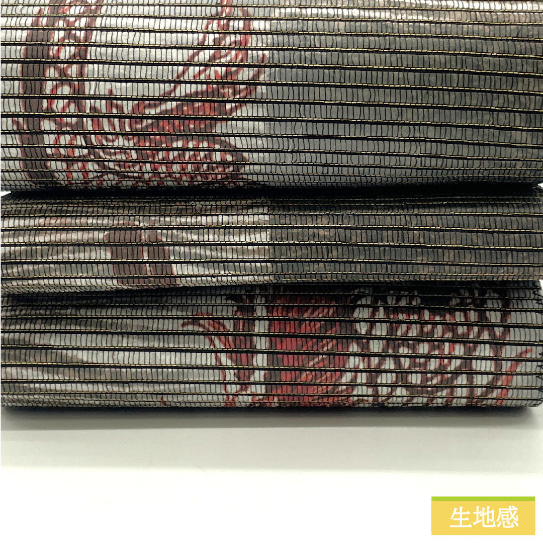 (Brand new, unused) Pure silk square obi with dragon and scale motifs, reversible, length 448cm, width 10cm, gray, product number 1134000581922