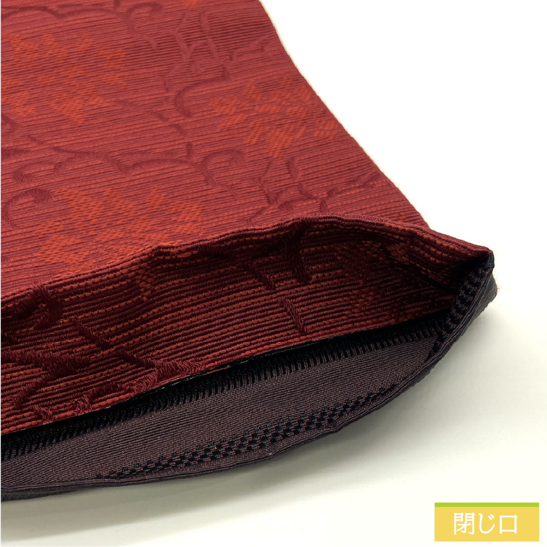 （新品）半幅帯 ポリエステル NEWランク 紅海老茶色（べにえびちゃいろ） 黒色 蔓 抽象花模様 横段 リバーシブル 帯丈400cm 赤系 1125002471412