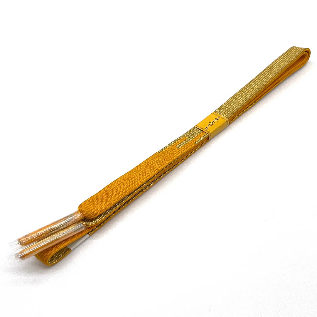 (New old stock) Obijime (belt tying) Pure silk quarter string, amber color (Chuhowan-iro) Hand-woven string New old stock Length approx. 162cm Width approx. 1.7cm Semi-formal S rank Yellow 1135002602323