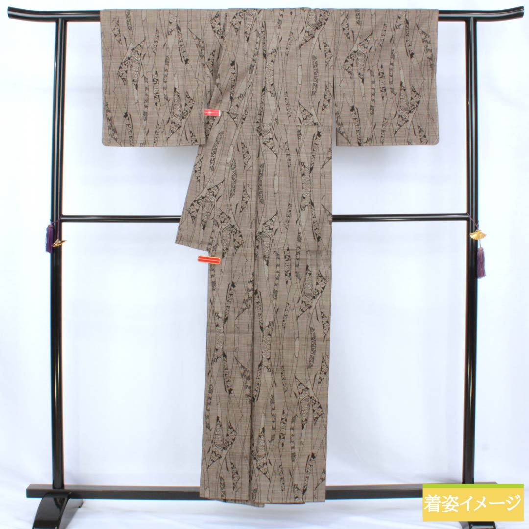 Tsumugi Silk S Rank Length 154.5cm Sleeve Length 63cm Fushiiro Oshima Tsumugi Abstract Pattern With basting threads Lined Brown 1116004852214