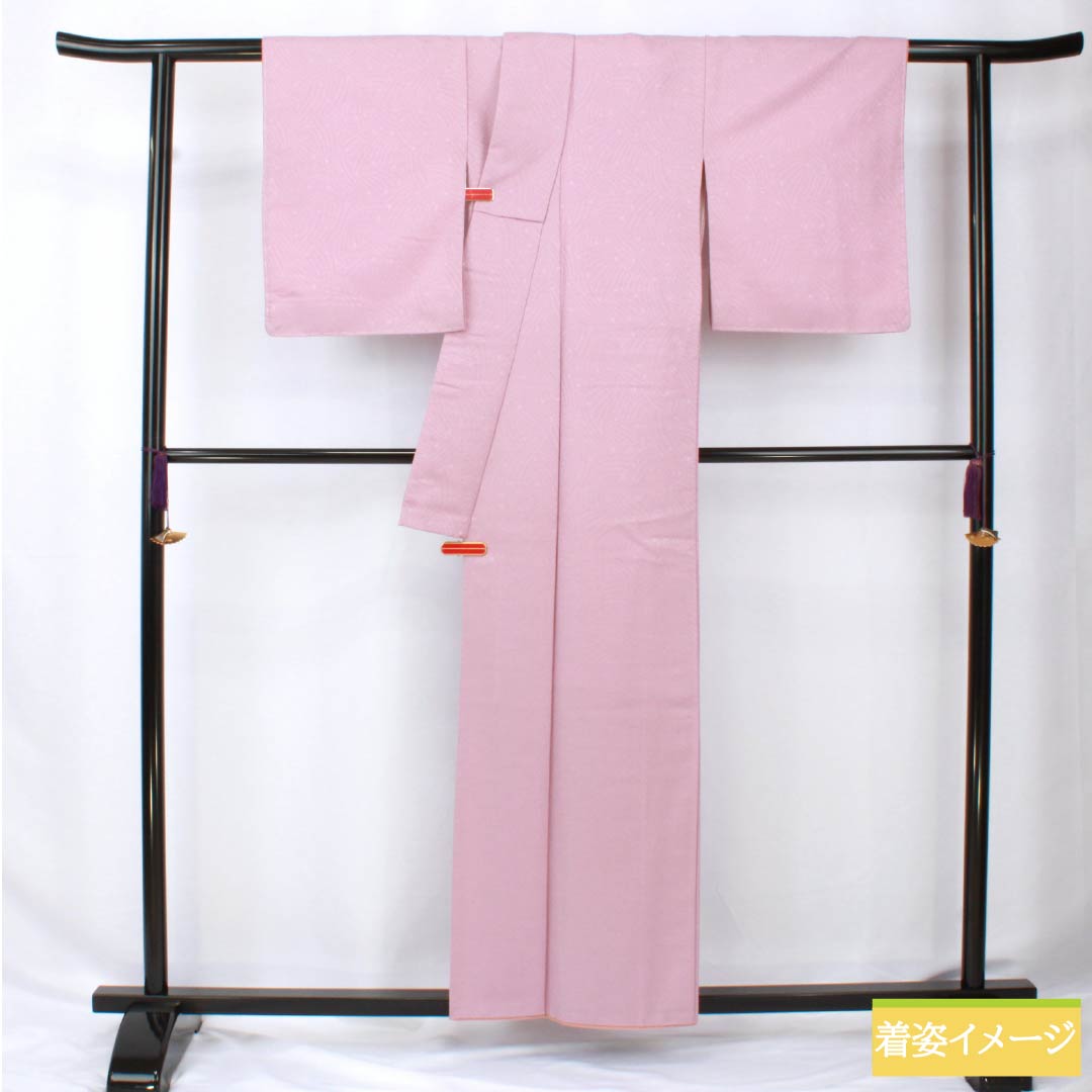 色無地 ポリエステル 身丈158cm 裄丈63cm 美人祭色（びじんさいいろ） 綸子 洗える着物 袷 Aランク 紫系 1114002123320