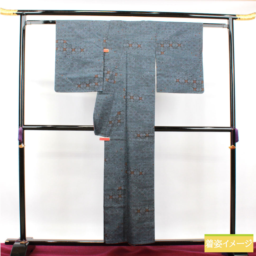 Murayama Oshima Tsumugi Silk Length 153.5cm Sleeve length 63.5cm Sleeve length 63.5cm S rank Aizome Navy 1116002862218