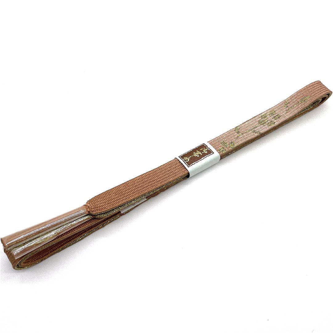 （新古品） 帯締め 正絹 四分紐 鮭色（さけいろ） 金属糸使用 新古品  長さ約156cm 幅約1.5cm セミフォーマル Sランク 橙系 1135001052926