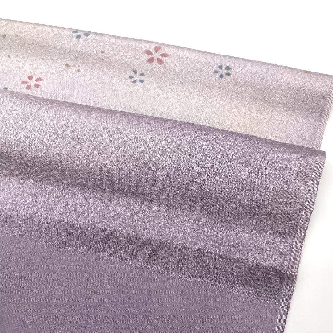 帯揚げ 正絹 Aランク セミフォーマル 薄紫色（うすむらさきいろ） ぼかし 桜 長さ約172cm 幅約28cm 紫系 1136002803920