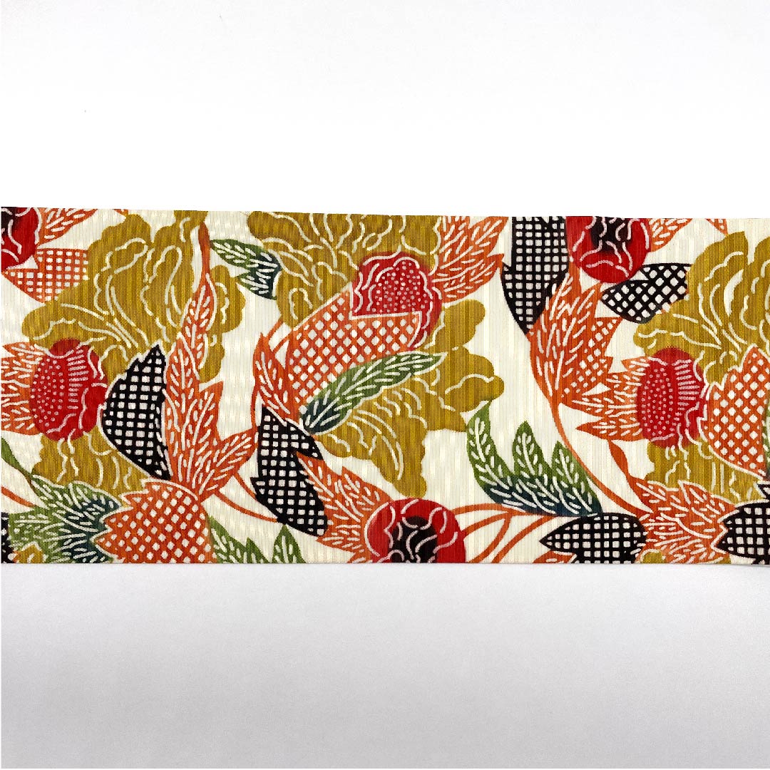 Nagoya obi, red lead, Kyoto Bingata, abstract floral pattern, obi length 363cm, pure silk, S rank, point pattern, casual, orange, 1124004812326, Nagoya style