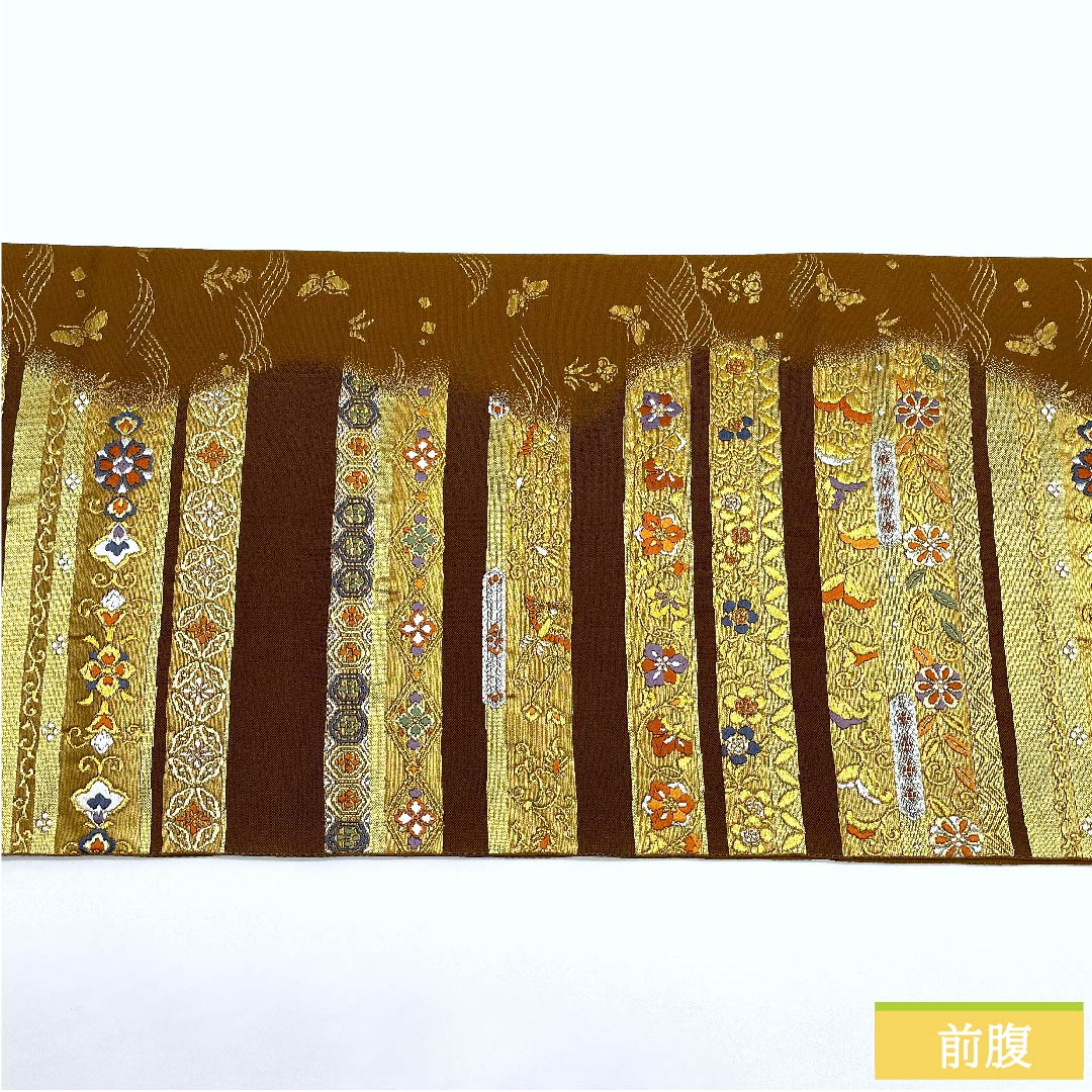 袋帯 正絹 羊羹色（ようかんいろ） 吉祥文様 古典柄 帯丈440cm Sランク 六通 フォーマル 茶系 1123011222314