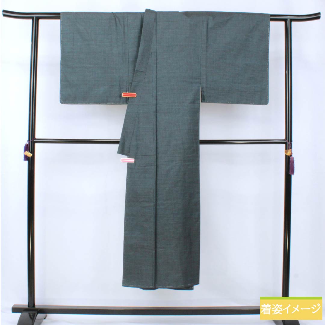 Men's Silk S-Rank Oshima Tsumugi 100 Tortoiseshell Ensemble, Lined, Blue, Length 141cm, Sleeve Length 67.5cm, Back Color (Urai-iro), Product Code: 1119001392417