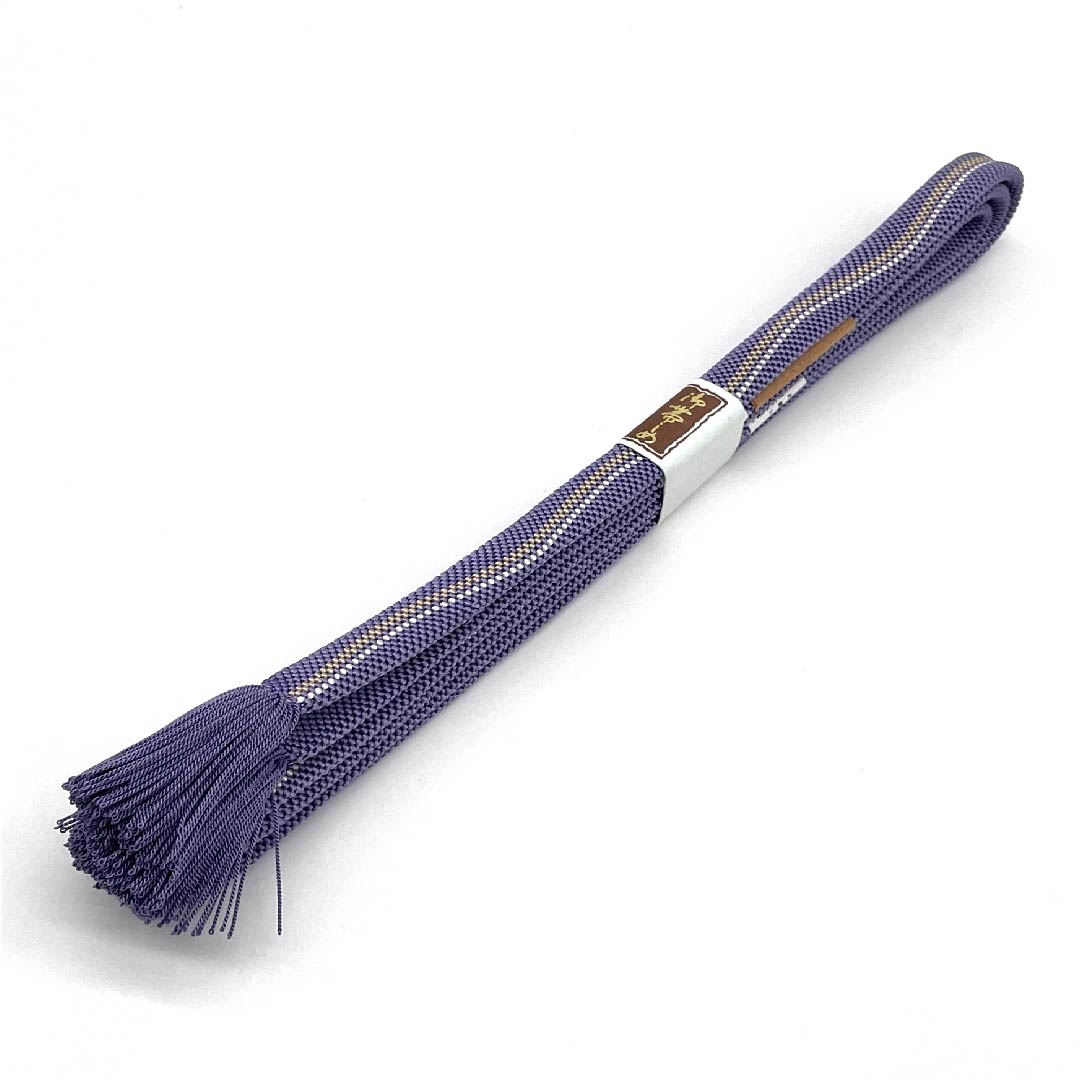 (New old stock) Obi-jime (belt fastener) made of pure silk, quarter-length cord, Fujihatobai-iro (Fujihatobai-iro), Kumihimo Kobo Kisai, Yumemusubi, length approx. 162cm, width approx. 1.2cm, casual, S rank, purple, 1135002652320