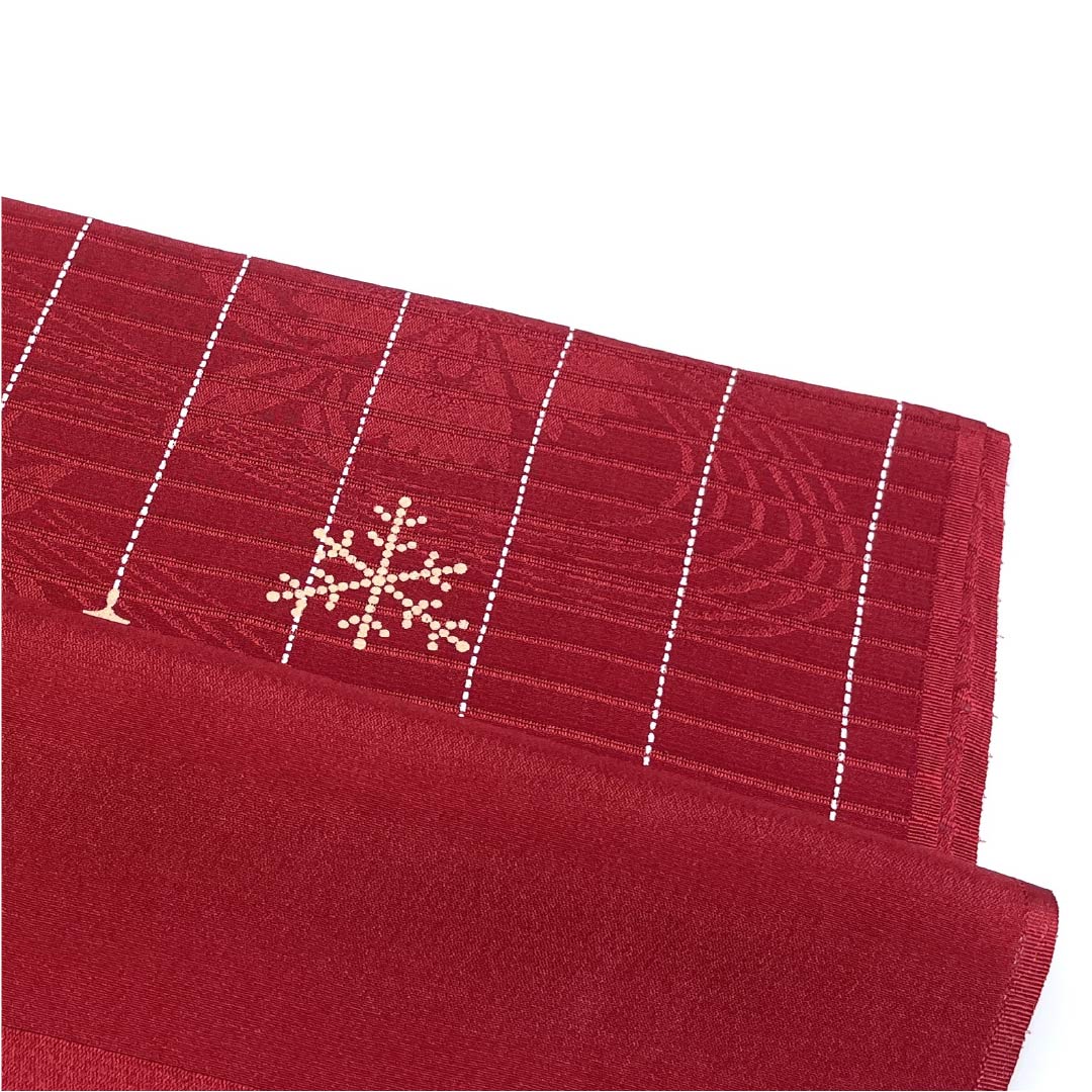 （新品）帯揚げ 正絹 セミフォーマル 真紅色（しんくいろ） 夏物 雪の結晶 長さ約172cm 幅約28.5cm NEWランク 赤系 1136000741912