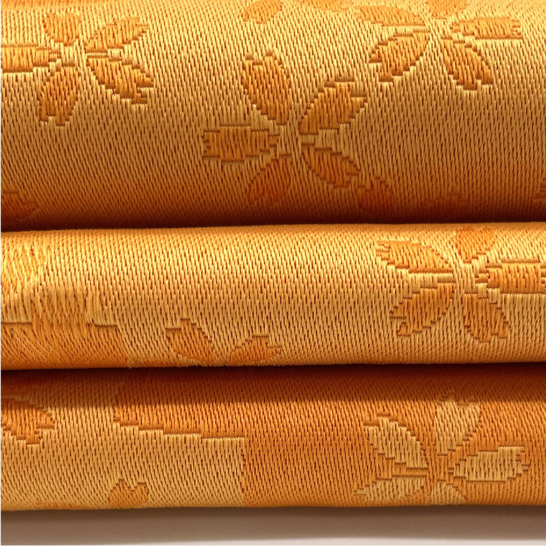 Half-width obi, polyester, obi length 348cm, orange, cherry blossom, floral pattern, reversible, orange, A rank, 1125001333326