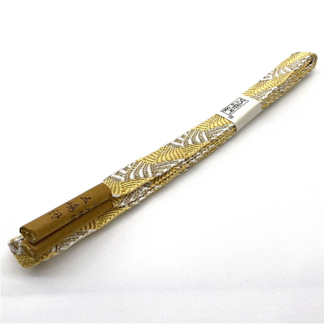 （新古品） 帯締め 正絹 四分紐 黄水仙色（きすいせんいろ） 五嶋紐 江戸組紐 金属糸使用 長さ約159cm 幅約1.5cm セミフォーマル Sランク 黄系 1135001962923