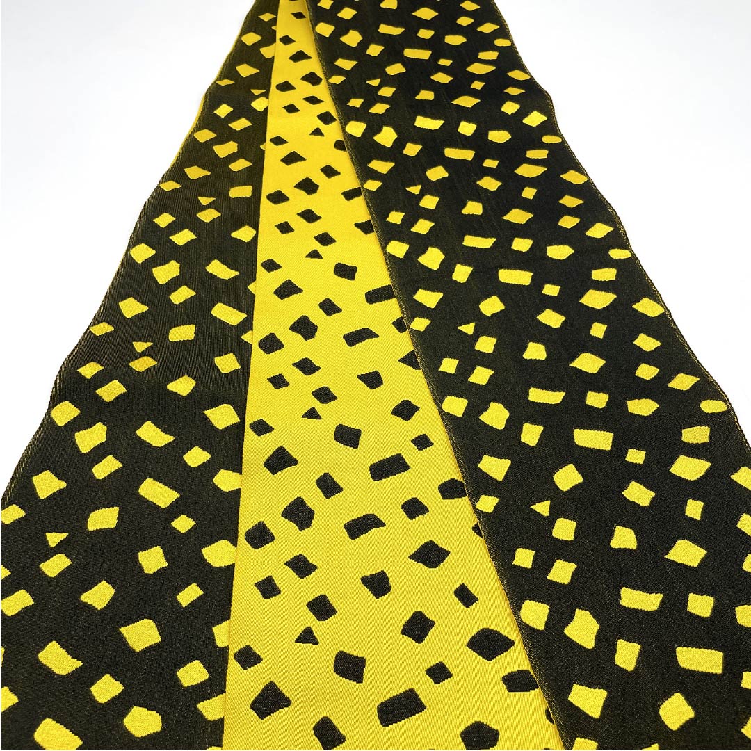 Half-width obi, polyester, turquoise, geometric pattern, obi length 348cm, yellow, S rank, 1125001732323