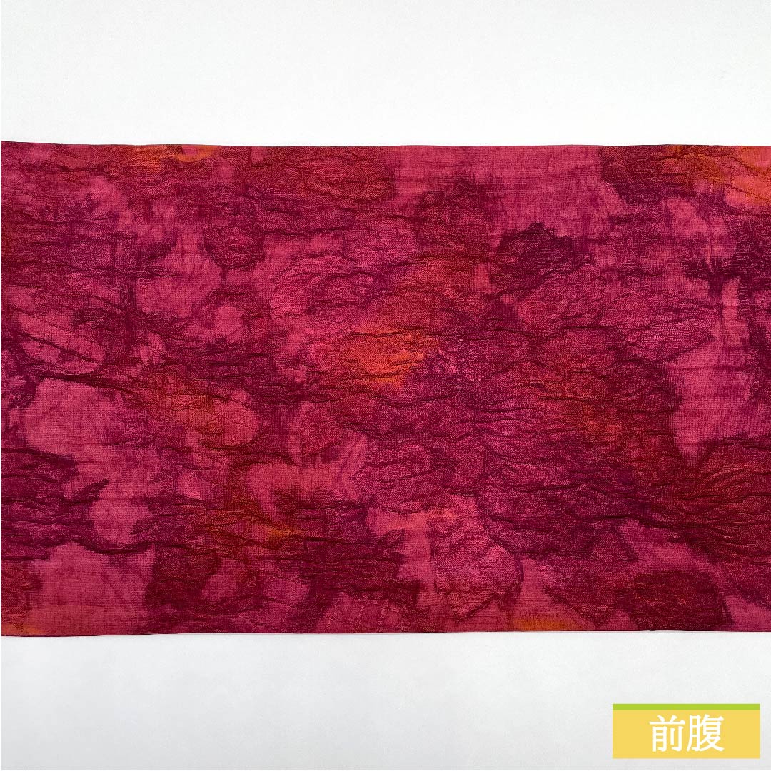袋帯 正絹 紅鶸色（べにひわいろ） 抽象花 帯丈428cm Sランク 全通 カジュアル 赤系 1123011542312