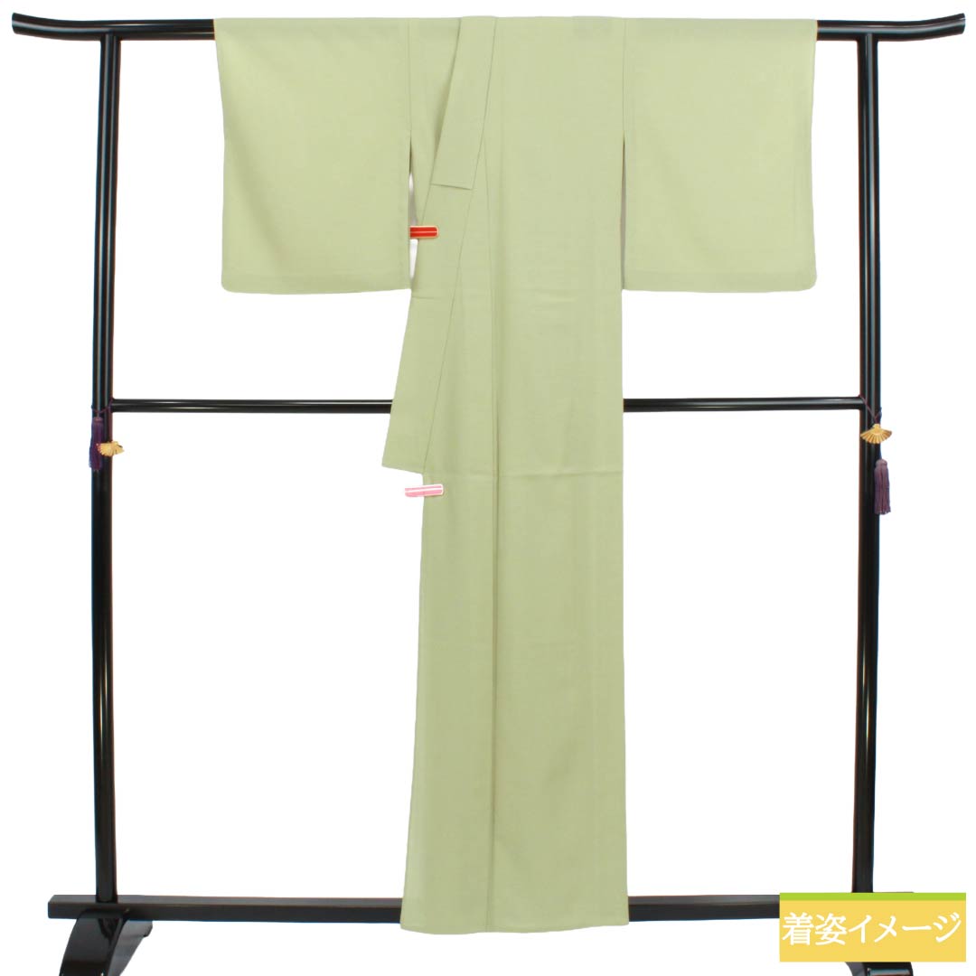 夏物 正絹 色無地 Sランク 身丈157cm 裄丈63.5cm 裏柳色（うらやなぎいろ） 素無地 絽 緑系 1132003982319