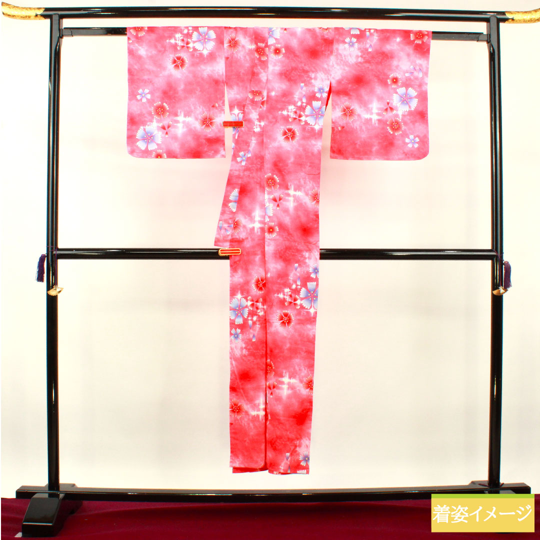 浴衣 木綿 身丈148cm 裄丈63.5cm Sランク 単衣 ピンク系 梅重色（うめがさねいろ） 桜 1118005082113