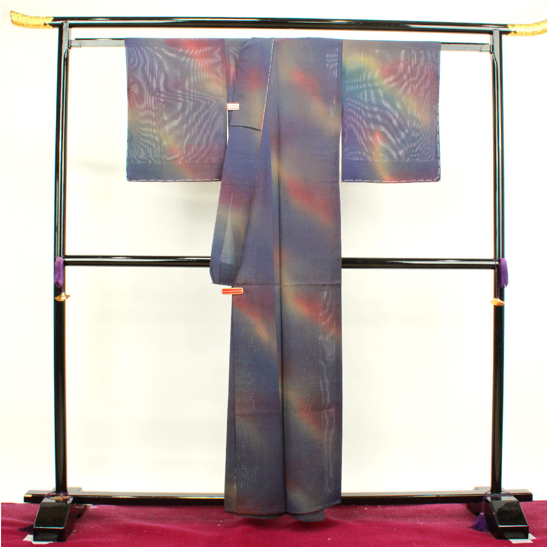 Summer item, pure silk, plain color, length 158cm, sleeve length 64.5cm, blurred pattern, basting thread included, unused item, silk gauze, S rank, gradation pattern, 1132000632399