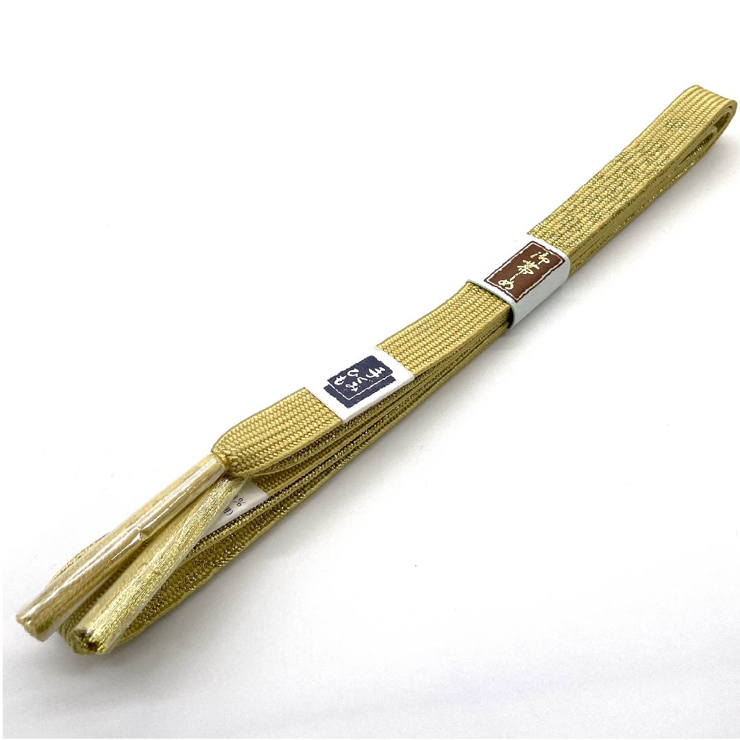 (New old stock) Silk obi-jime (sash fastener) - Quarter-length cord - Yellowish yellow - Metallic thread used - Hand-woven cord - New old stock - Length approx. 159cm - Width approx. 1.5cm - Semi-formal - S rank - Yellow 1135001552923