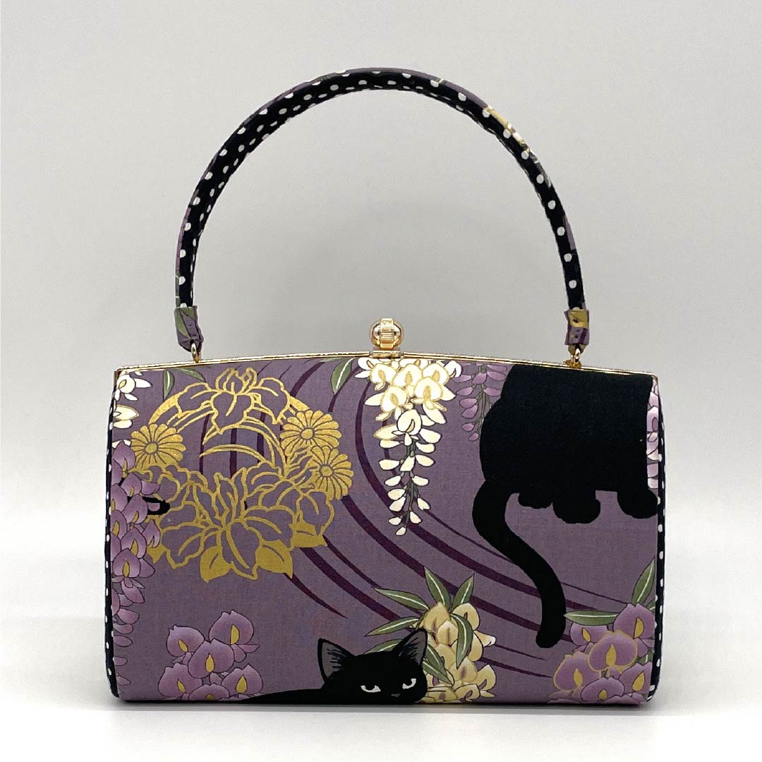 Casual Japanese-style bag, New Rank, Ancient Purple, Wisteria Flower, Black Cat, and Purple Dots, 113900128120