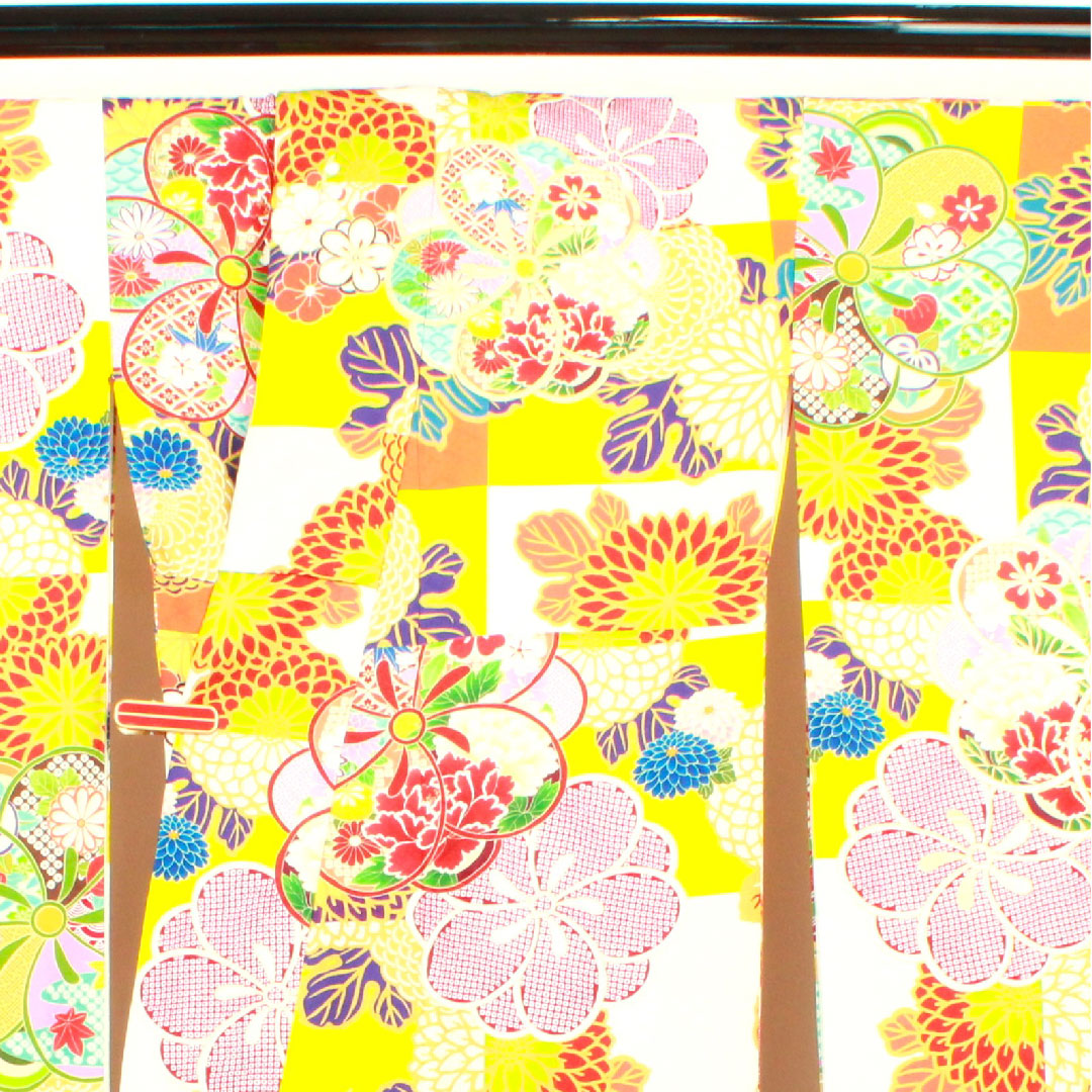 振袖 身丈171.5cm 裄丈68cm 袷  菊 市松   正絹 Sランク グラデ 1113000932699