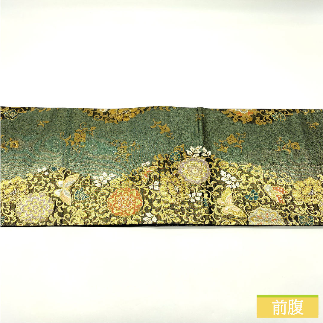 Formal, S-Rank, Pure Silk Obi with a Suiho Arabesque Pattern, Nishijin-ori Weave, Butterfly Design, Length 436cm, Six-Pass, Gradient Pattern, Item Number 1123016972399