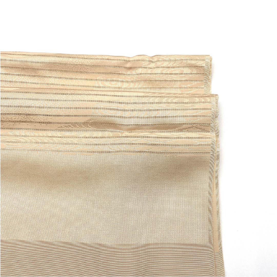 Semi-formal silk obiage (sash sash), light-colored (usunikuiro) pongee, summer wear, pink (nadeshiko) pattern, approximately 176cm long and 30cm wide, S rank, beige, product number 1136000682925