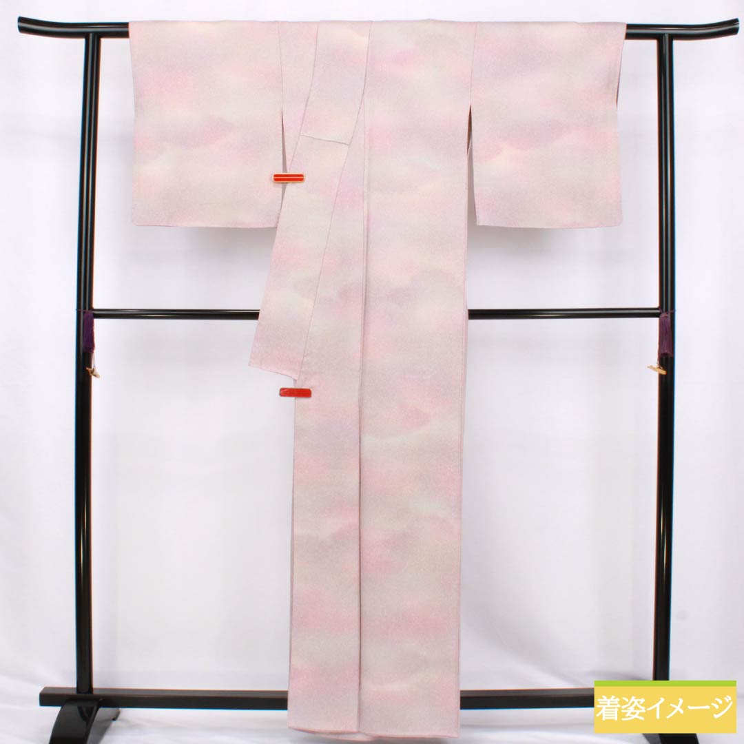 小紋 正絹 Sランク 身丈162cm 裄丈66cm 袷 御所染色（ごしょぞめいろ） 霞ぼかし ピンク系 1115007462413