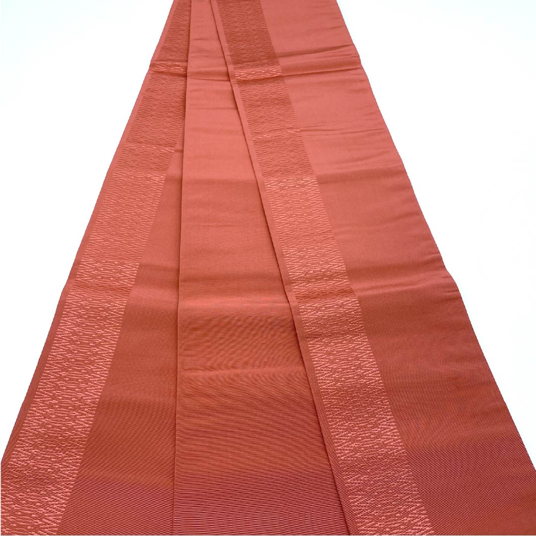 Half-width obi, pure silk, shrimp red, abstract pattern, obi length 372cm, orange, S rank, 1125001642326