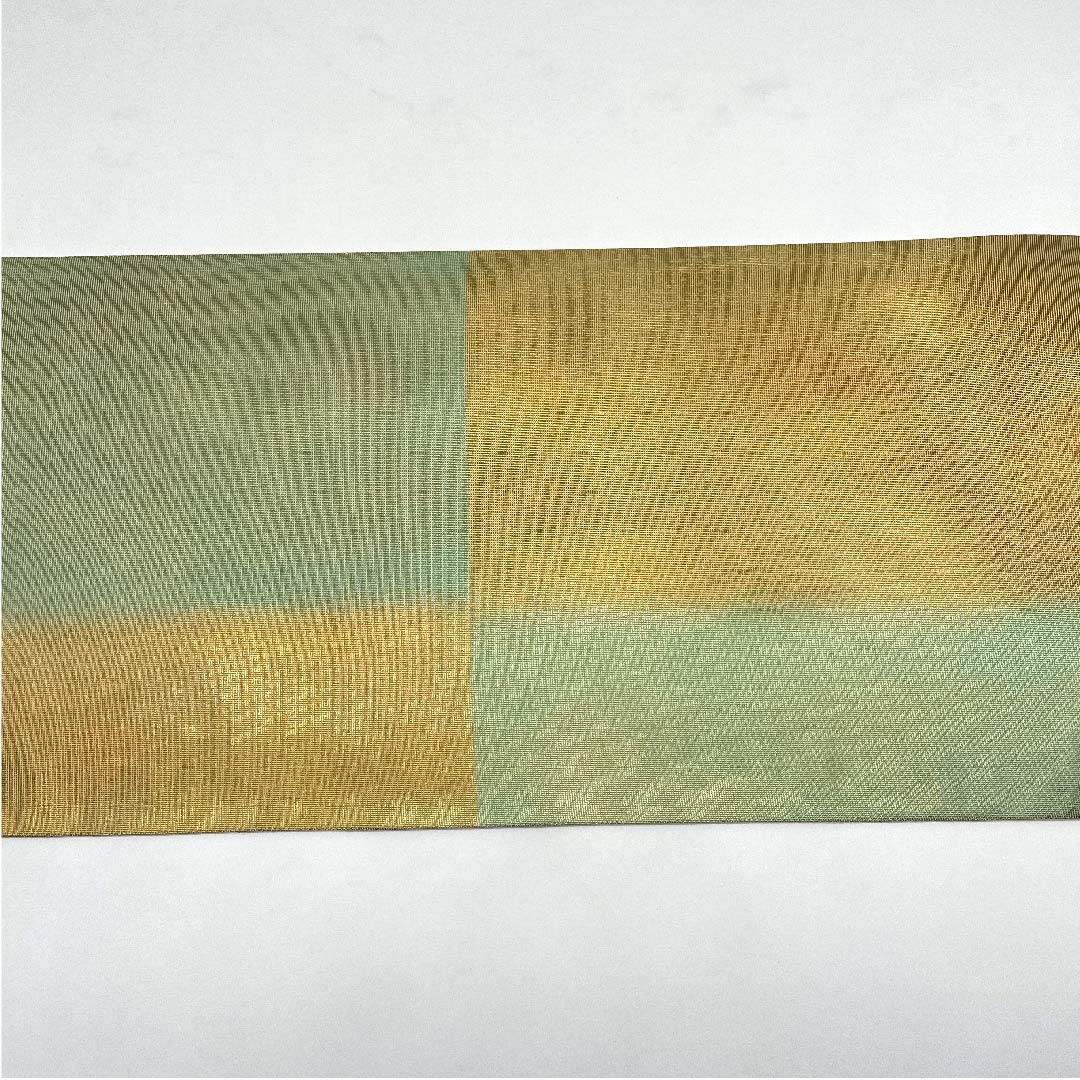 [Unsewn] Fukuro Obi, Pure Silk, S Rank, Gold, Ichimatsu Pattern, Hikihaku, Obi Length 440cm, Rokutsu, Formal, Gold Tones, 1123005942321