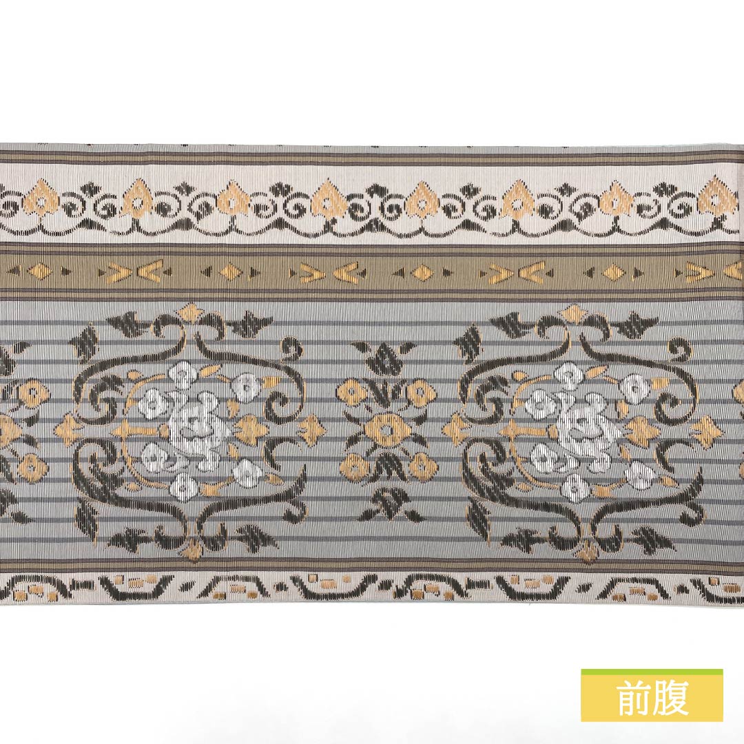 Nagoya obi, tin color, ethnic style, Kyoto bag obi, obi length 360cm, pure silk, S rank, six-way, casual, gray, 1124006612322, open style