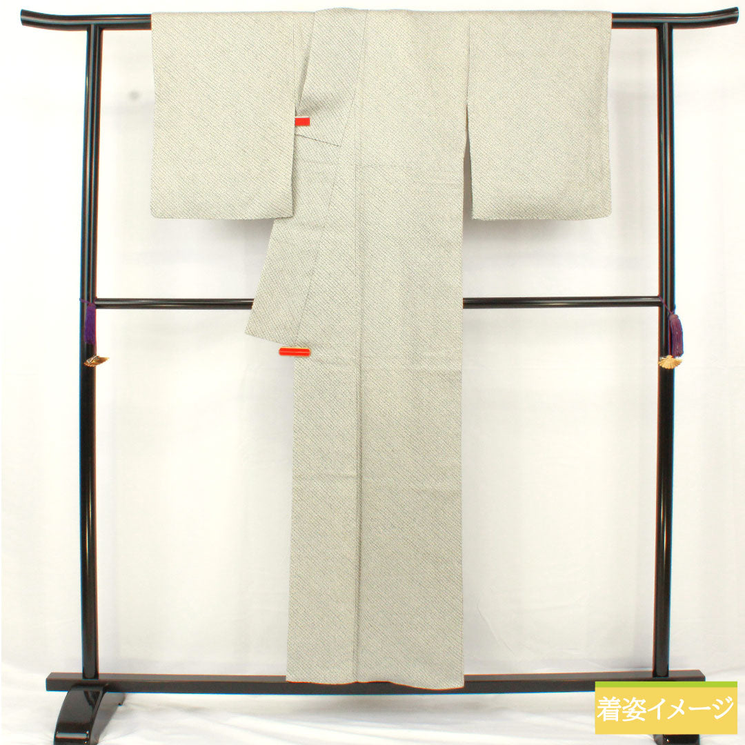 小紋 正絹 身丈155.5cm 裄丈64.5cm 袷 青白磁色（せいはくじいろ） 総絞り 疋田絞り Aランク 水色系 1115004673324