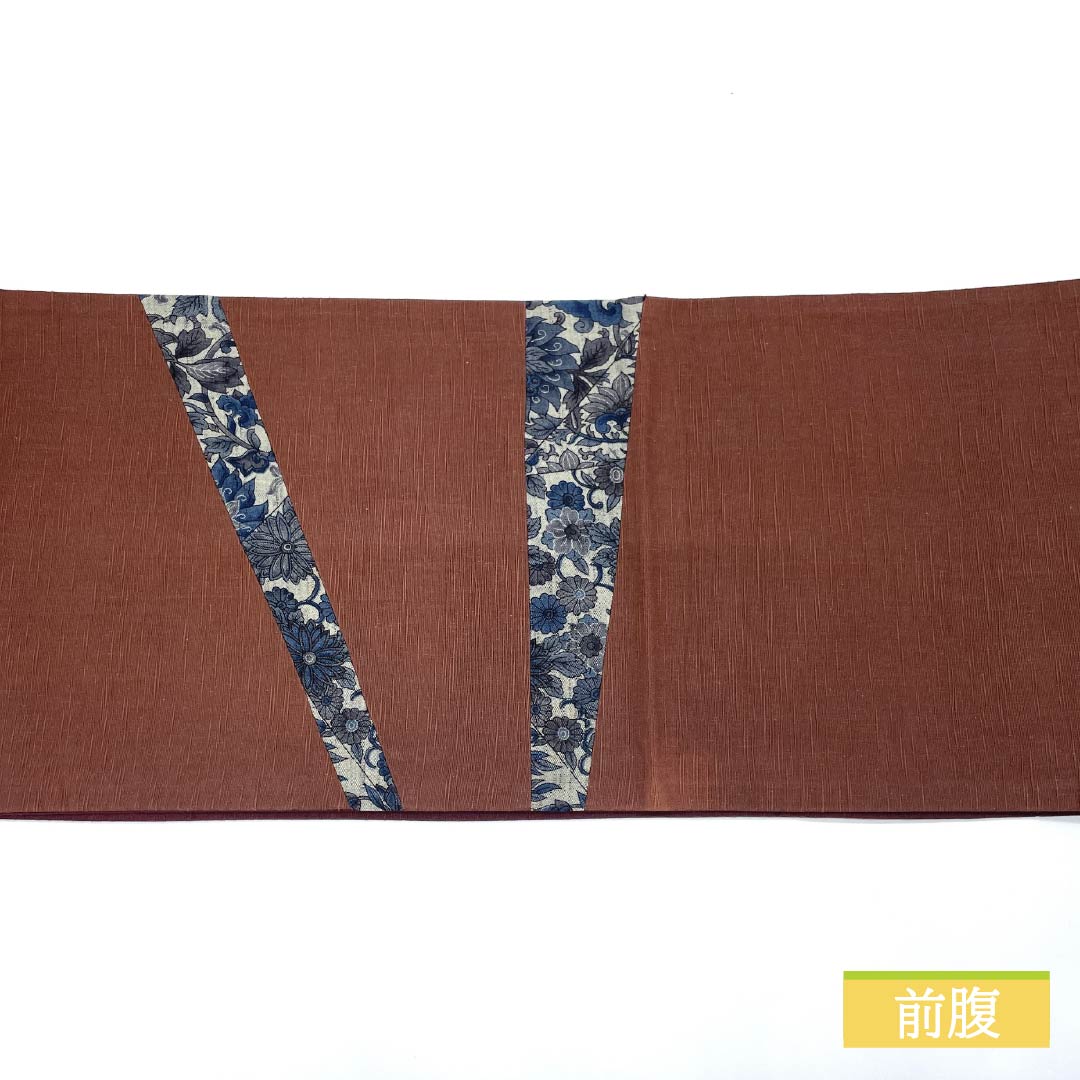Nagoya obi, burnt color, pongee fabric, Kyoto bag obi, inlay, obi length 342cm, pure silk, A rank, point pattern, casual, brown, 1124006633314, open style