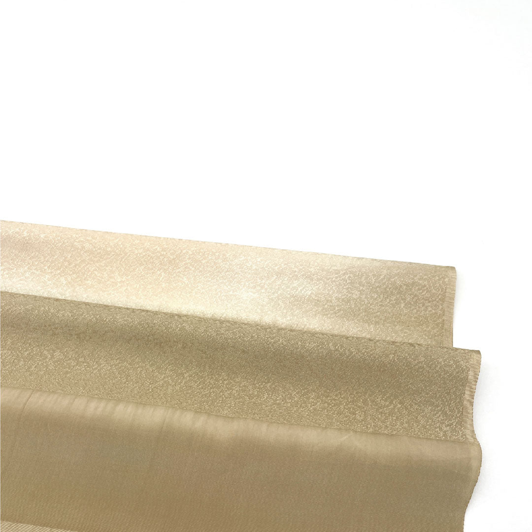 S-Rank Silk Obiage (Semi-Formal) - Flaxen and Tonokoiro (Smooth Polished) - Gradient Pattern - Classic Beige - Length: 172cm, Width: 30cm